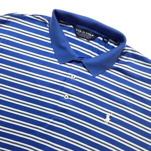 Polo Golf Ralph Lauren Striped‎ Golf Polo Shirt Pima Cotton Blue White XL